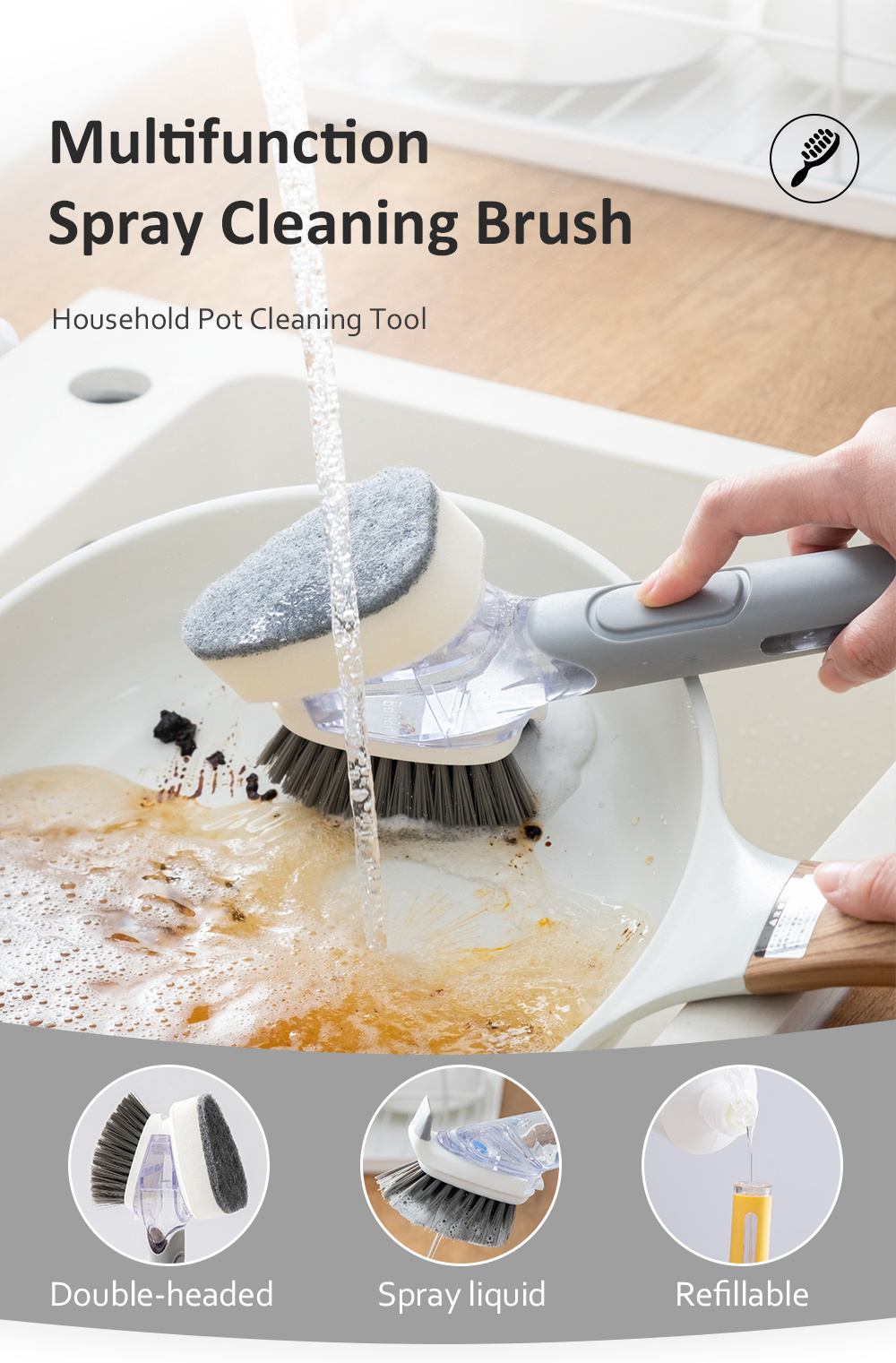 Multifunction Spray Cleaning Refillable Brush-1
